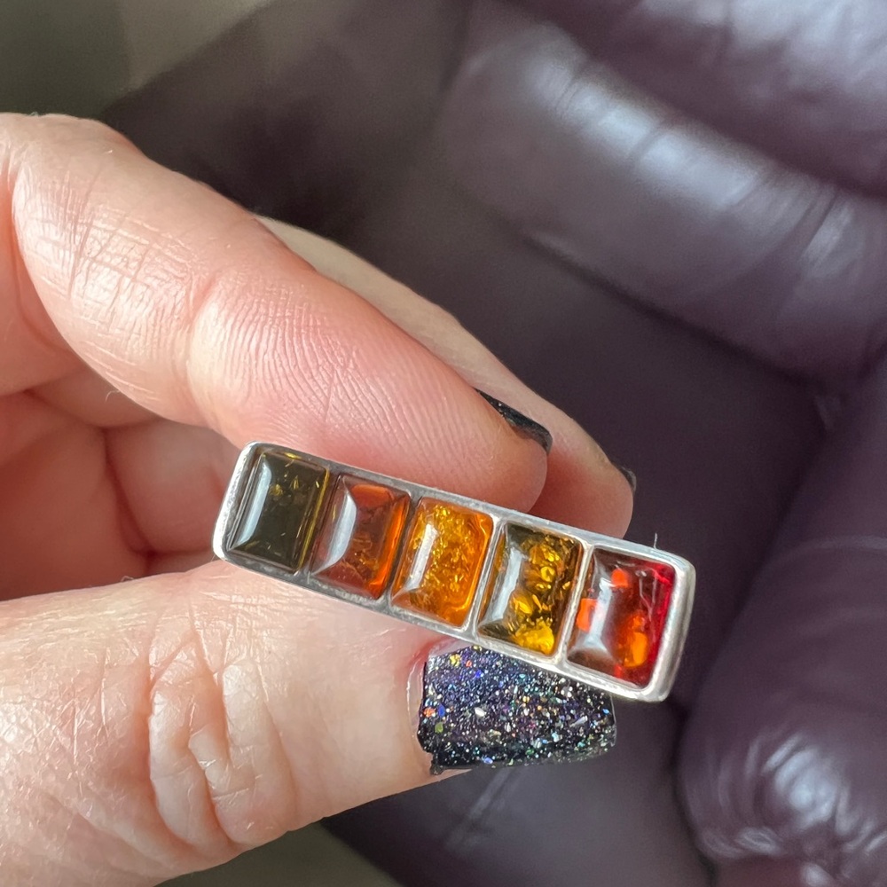 Multicolor Amber Ring - image 1